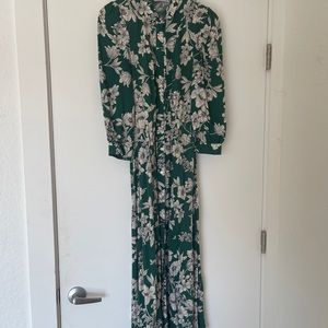 Zara green floral midi dress size small
